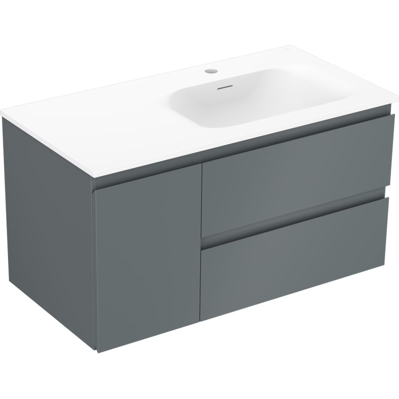 Mexen Orio meuble de salle de bain 90 cm avec lavabo Vela droit, 2S, 1D, graphite mat/blanc mat - 91A13-09047-3-BBFFF66-W23P01