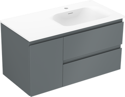 Mexen Orio Badezimmerschrank 90 cm mit rechtem Waschbecken Vela, 2S, 1D, Graphit matt/weiß matt - 91A13-09047-3-BBFFF66-W23P01