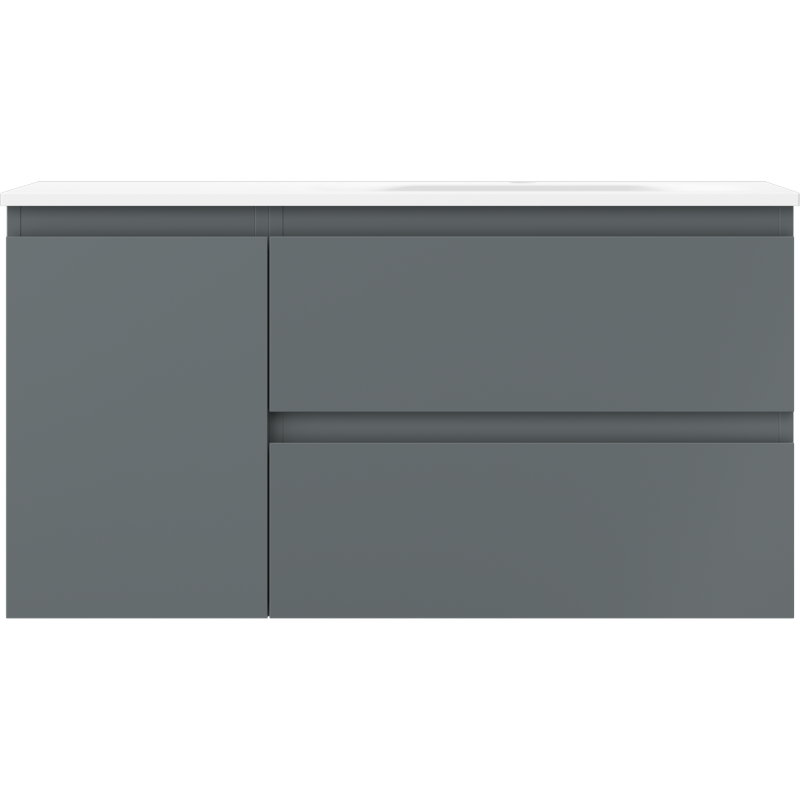 Mexen Orio bathroom cabinet 90 cm with right Vela sink, 2S, 1D, graphite matte/white matte - 91A13-09047-3-BBFFF66-W23P01