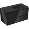 Mexen Orio 90 cm Bathroom Cabinet with Vela Right Sink, 2S, 1D, Black Gloss/Black Matte - 91A13-09047-3-BBFFF70-W23P71