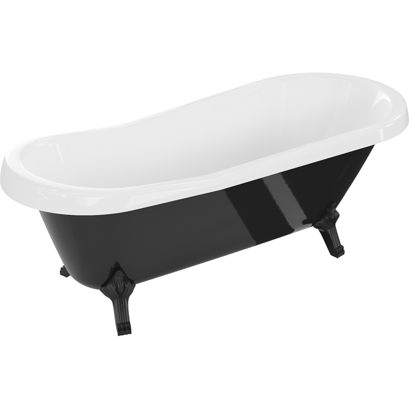 Mexen Retro baignoire autoportante 170 x 75 cm, blanche/noire, pieds noirs - 53251707575-70