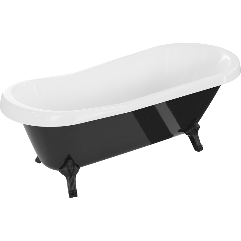 Mexen Retro bañera exenta 170 x 75 cm, blanca/negra, patas negras - 53251707575-70
