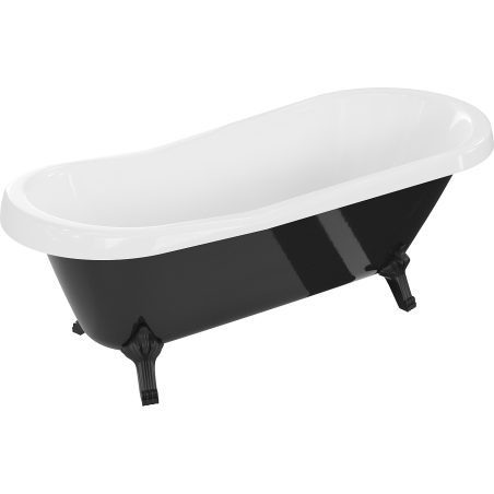 Baignoire autoportante Mexen Retro 170 x 75 cm, blanche/noire, pieds noirs - 53251707575-70