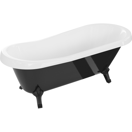 Mexen Retro baignoire autoportante 170 x 75 cm, blanche/noire, pieds noirs - 53251707575-70