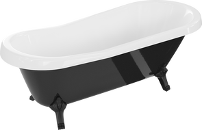 Mexen Retro baignoire autoportante 170 x 75 cm, blanche/noire, pieds noirs - 53251707575-70