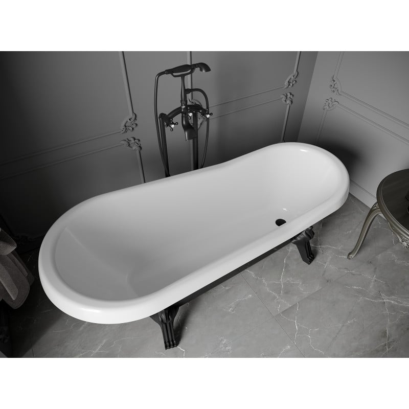 Mexen Retro freistehende Badewanne 170 x 75 cm, weiß/schwarz, schwarze Beine - 53251707575-70