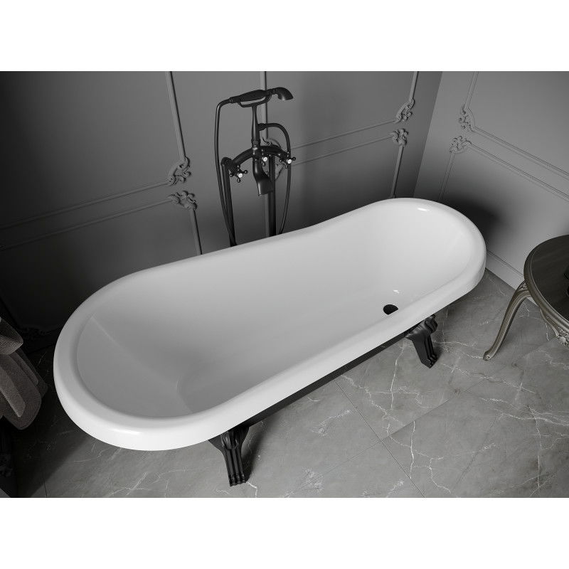 Mexen Retro vasca da bagno indipendente 170 x 75 cm, bianca/nera, gambe nere - 53251707575-70