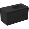 Mexen Orio Badezimmerschrank 90 cm mit Waschbecken Vela rechts, 2S, 1D, schwarz matt - 91A13-09047-3-BBFFF71-W23P71