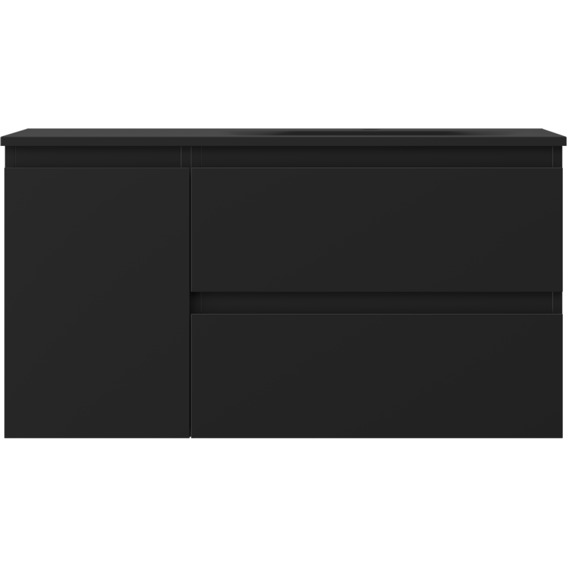 Mexen Orio bathroom cabinet 90 cm with Vela right sink, 2S, 1D, black matte - 91A13-09047-3-BBFFF71-W23P71