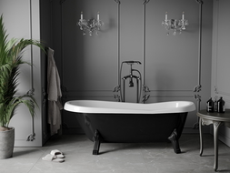 Mexen Retro vasca da bagno indipendente 170 x 75 cm, bianca/nera, gambe nere - 53251707575-70