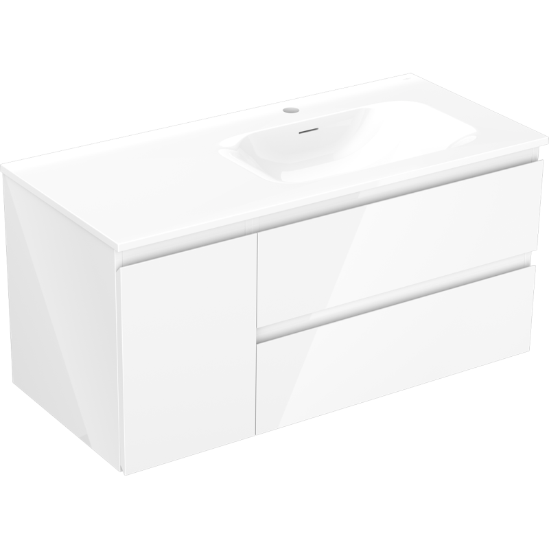 Mexen Orio armoire de salle de bain 100 cm avec lavabo Vela droit, 2S, 1D, blanc brillant - 91A13-10047-3-BBFFF00-W23P00