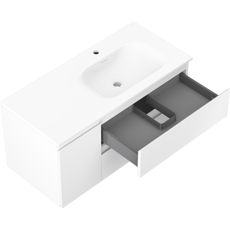 Mexen Orio armario de baño 100 cm con lavabo Vela derecho, 2S, 1D, blanco mate - 91A13-10047-3-BBFFFF01-W23P01