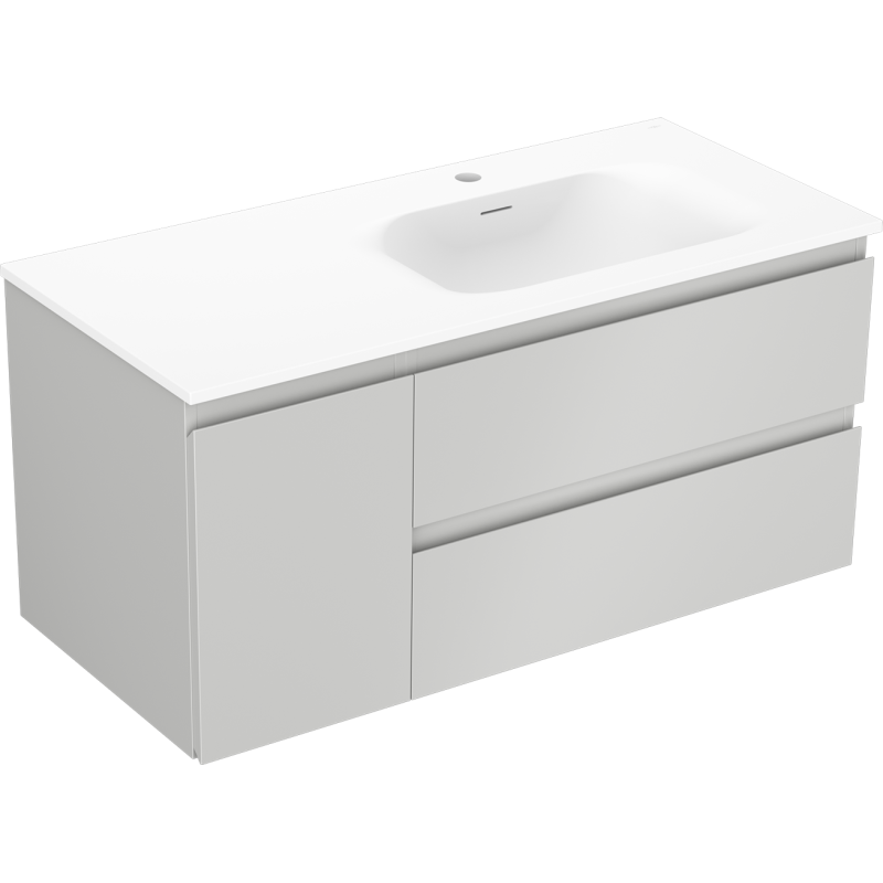 Mexen Orio Badezimmer-Schrank 100 cm mit Waschbecken Vela rechts, 2S, 1D, grau matt/weiß matt - 91A13-10047-3-BBFFF62-W23P01