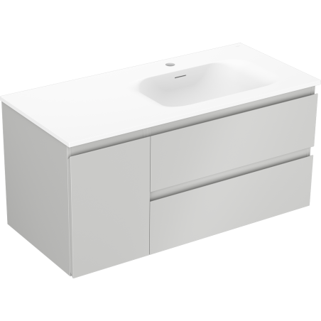 Mexen Orio Badezimmer-Schrank 100 cm mit Waschbecken Vela rechts, 2S, 1D, grau matt/weiß matt - 91A13-10047-3-BBFFF62-W23P01