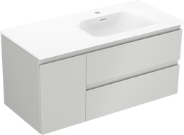 Mexen Orio Badezimmer-Schrank 100 cm mit Waschbecken Vela rechts, 2S, 1D, grau matt/weiß matt - 91A13-10047-3-BBFFF62-W23P01