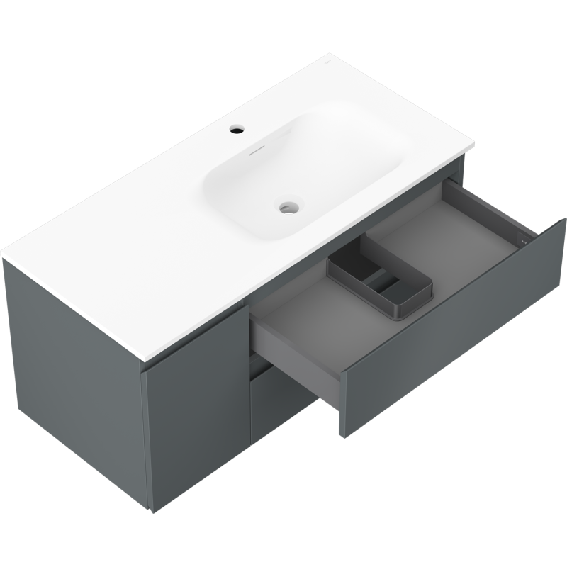 Mexen Orio armadietto da bagno 100 cm con lavabo Vela destro, 2S, 1D, grafite opaco/bianco opaco - 91A13-10047-3-BBFFF66-W23P01