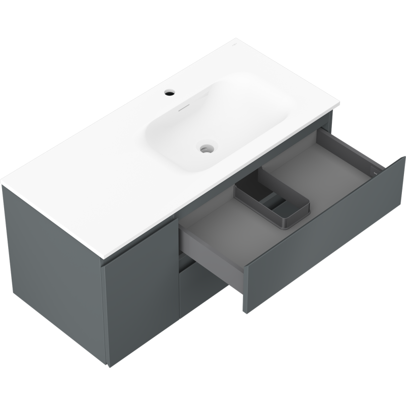 Mexen Orio mobile bagno 100 cm con lavabo Vela destro, 2S, 1A, grafite opaco/bianco opaco - 91A13-10047-3-BBFFF66-W23P01
