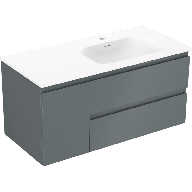 Mexen Orio 100 cm kylpyhuonekaappi oikealla Vela-pesualtaalla, 2S, 1D, grafiitin matta/valkoinen matta