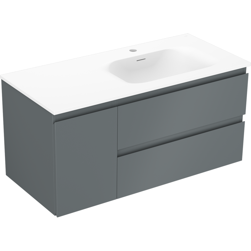 Mexen Orio mobile bagno 100 cm con lavabo Vela destro, 2S, 1A, grafite opaco/bianco opaco - 91A13-10047-3-BBFFF66-W23P01