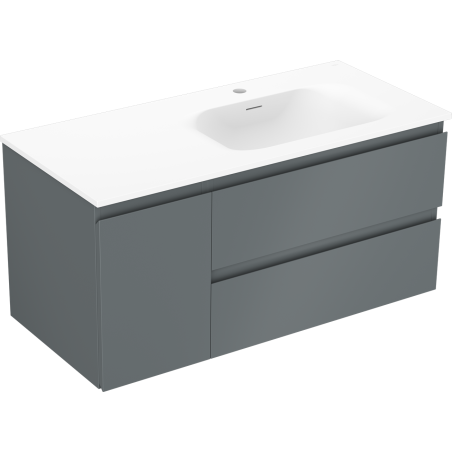 Mexen Orio Badezimmerschrank 100 cm mit Waschbecken Vela rechts, 2S, 1D, graphit matt/weiß matt - 91A13-10047-3-BBFFF66-W23P01