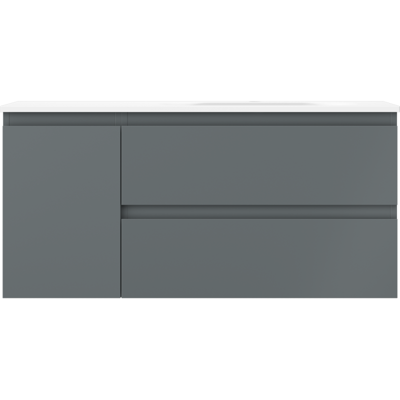 Mexen Orio 100 cm Badezimmerschrank mit Waschbecken Vela rechts, 2S, 1D, grafit matt/weiß matt - 91A13-10047-3-BBFFF66-W23P01