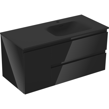 Mexen Orio mueble de baño 100 cm con lavabo Vela derecho, 2C, 1P, negro brillo/negro mate - 91A13-10047-3-BBFFF70-W23P71