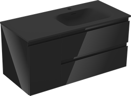 Mexen Orio meuble de salle de bain 100 cm avec lavabo Vela à droite, 2S, 1D, noir brillant/noir mat