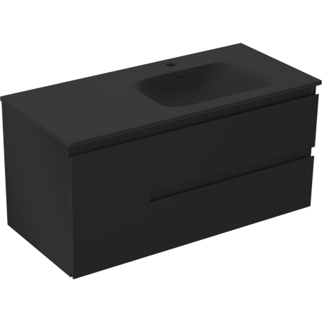 Mexen Orio Badezimmerschrank 100 cm mit Waschbecken Vela rechts, 2S, 1T, schwarz matt - 91A13-10047-3-BBFFF71-W23P71