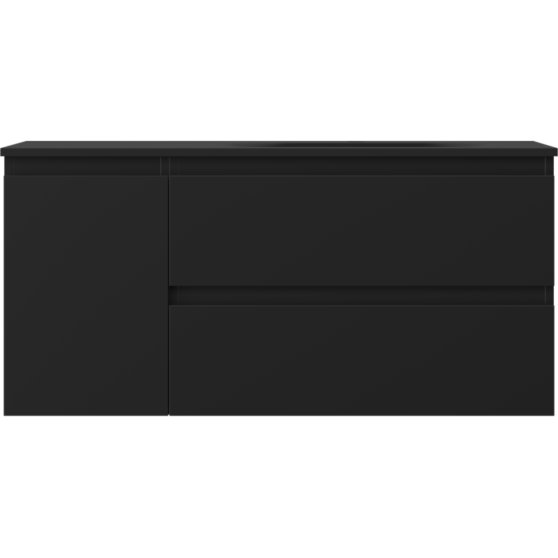 Mexen Orio Badezimmerschrank 100 cm mit Waschbecken Vela rechts, 2S, 1T, schwarz matt - 91A13-10047-3-BBFFF71-W23P71