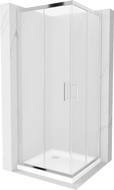 Mexen Rio Square Shower Enclosure 90 x 90 cm, Frosted, Chrome + Flat Tray, White - 860-090-090-01-30-4010