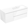 Mexen Orio Badezimmerschrank 120 cm mit Waschbecken Vela rechts, 2S, 1D, weiß glänzend - 91A13-12047-3-BBFFF00-W23P00