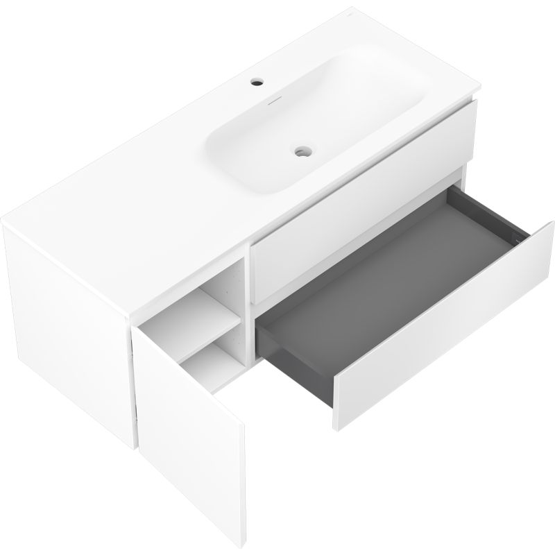 Mexen Orio badkamerkast 120 cm met wastafel Vela rechts, 2S, 1D, wit mat - 91A13-12047-3-BBFFFF01-W23P01