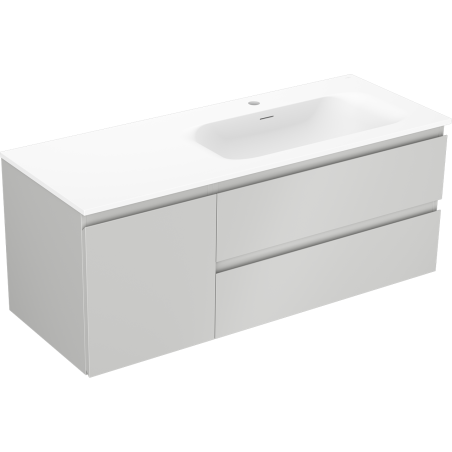 Mexen Orio Badezimmerschrank 120 cm mit Waschbecken Vela rechts, 2S, 1D, grau matt/weiß matt - 91A13-12047-3-BBFFF62-W23P01