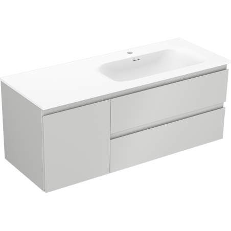 Mexen Orio bathroom cabinet 120 cm with Vela right sink, 2S, 1D, gray matte/white matte - 91A13-12047-3-BBFFF62-W23P01