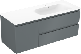 Mexen Orio Badezimmerschrank 120 cm mit Waschbecken Vela rechts, 2S, 1D, grafit matt/weiß matt - 91A13-12047-3-BBFFF66-W23P01