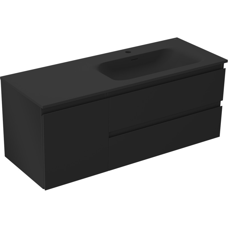 Mexen Orio armoire de salle de bains 120 cm avec lavabo Vela à droite, 2S, 1D, noir mat - 91A13-12047-3-BBFFF71-W23P71