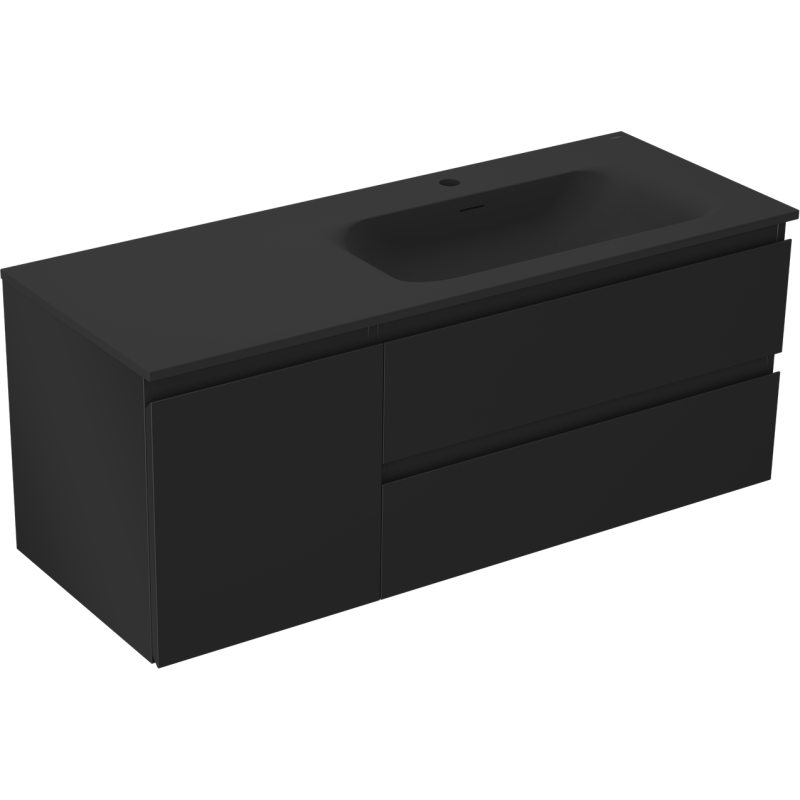 Mexen Orio mobile bagno 120 cm con lavabo Vela destro, 2S, 1D, nero opaco - 91A13-12047-3-BBFFF71-W23P71