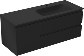Mexen Orio Badezimmermöbel 120 cm mit Waschtisch Vela rechts, 2S, 1T, schwarz matt - 91A13-12047-3-BBFFF71-W23P71