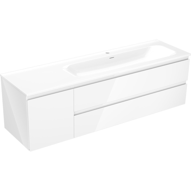 Mexen Orio armoire de salle de bain 160 cm avec lavabo Vela droite, 2S, 1D, blanc brillant - 91A13-16047-3-BBFFF00-W23P00