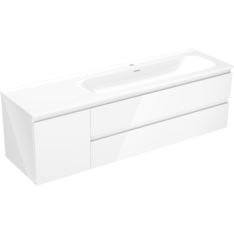 Mexen Orio meuble de salle de bain 160 cm avec lavabo Vela droite, 2S, 1D, blanc brillant - 91A13-16047-3-BBFFF00-W23P00