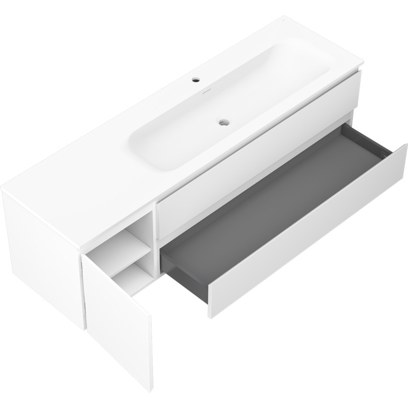 Mexen Orio armoire de salle de bains 160 cm avec lavabo Vela à droite, 2S, 1D, blanc mat - 91A13-16047-3-BBFFFF01-W23P01