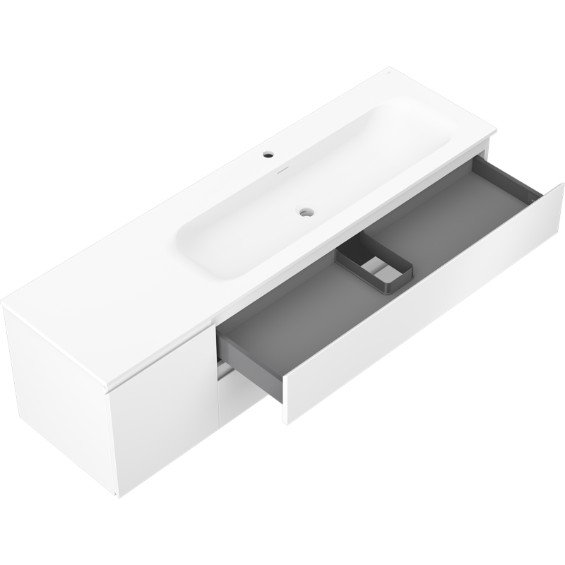 Mexen Orio armario de baño 160 cm con lavabo Vela derecho, 2S, 1D, blanco mate - 91A13-16047-3-BBFFFF01-W23P01