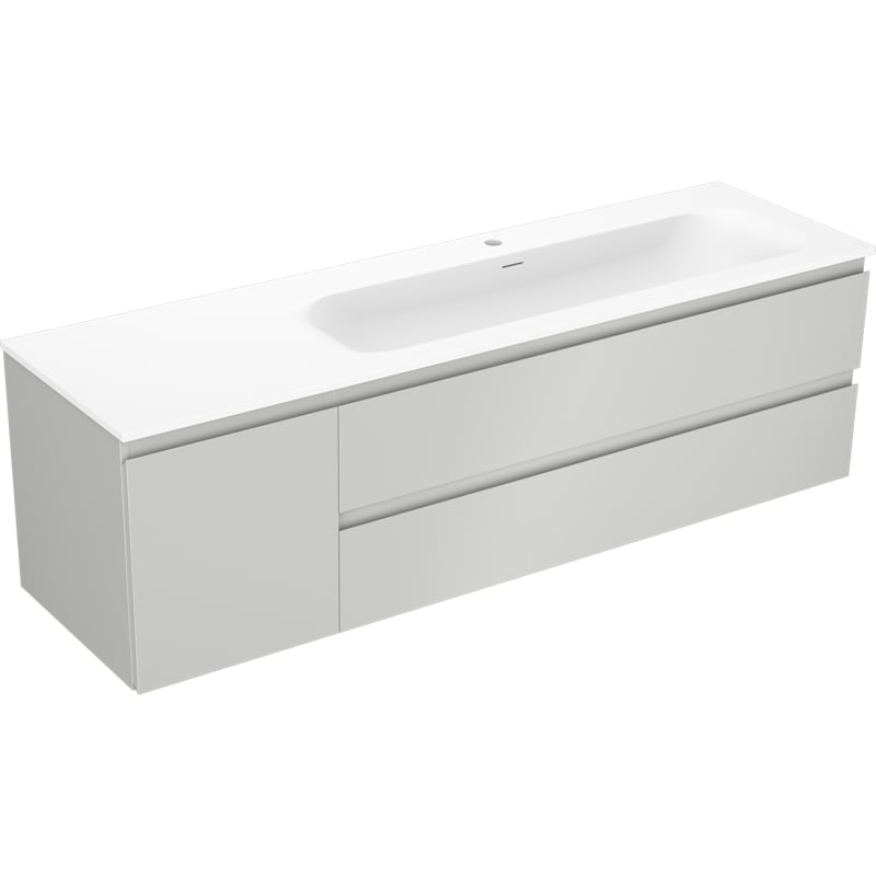 Mexen Orio szafka łazienkowa 160 cm z umywalką Vela prawą, 2S, 1D, szara mat/biała mat - 91A13-16047-3-BBFFF62-W23P01