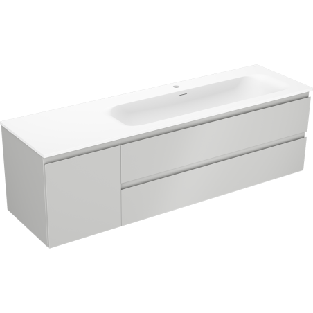 Mexen Orio bathroom cabinet 160 cm with Vela sink right, 2S, 1D, gray matte/white matte - 91A13-16047-3-BBFFF62-W23P01