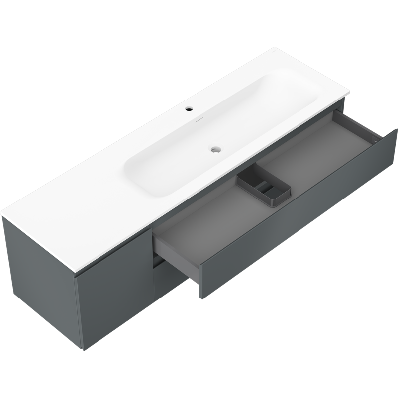 Mexen Orio badkast 160 cm met wastafel Vela rechts, 2S, 1D, grafiet mat/wit mat - 91A13-16047-3-BBFFF66-W23P01