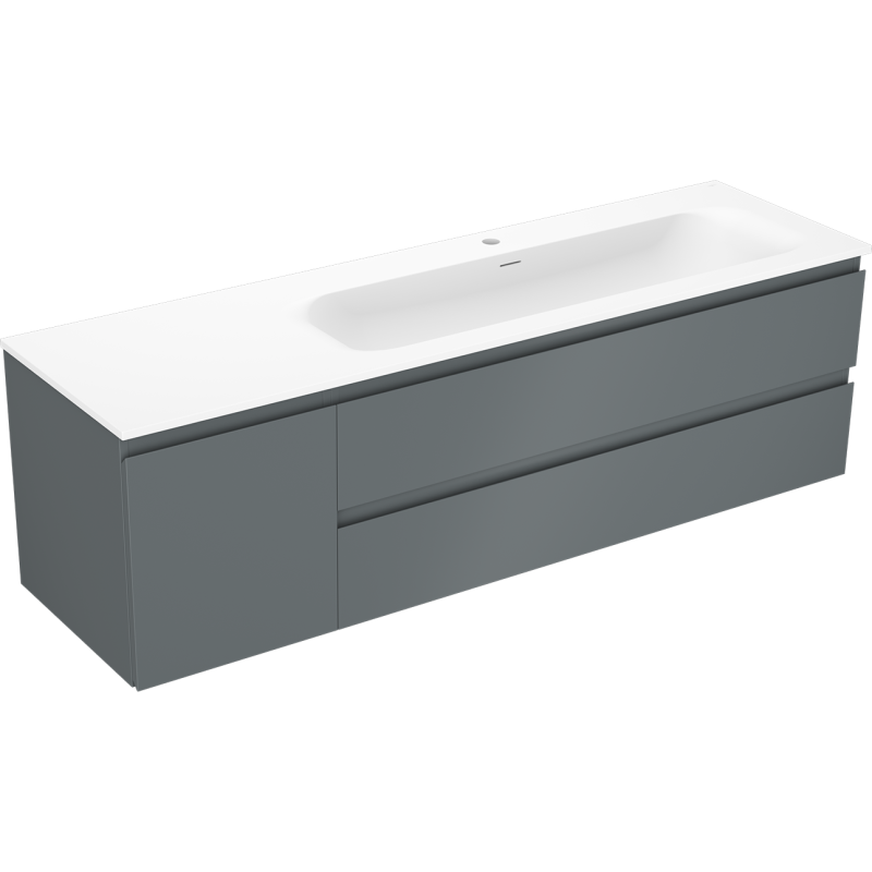 Mexen Orio armadietto da bagno 160 cm con lavabo Vela destro, 2S, 1D, grafite opaco/bianco opaco - 91A13-16047-3-BBFFF66-W23P01