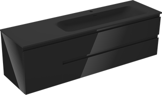 Mexen Orio armário de casa de banho 160 cm com lavatório Vela direito, 2G, 1P, preto brilho/preto mate