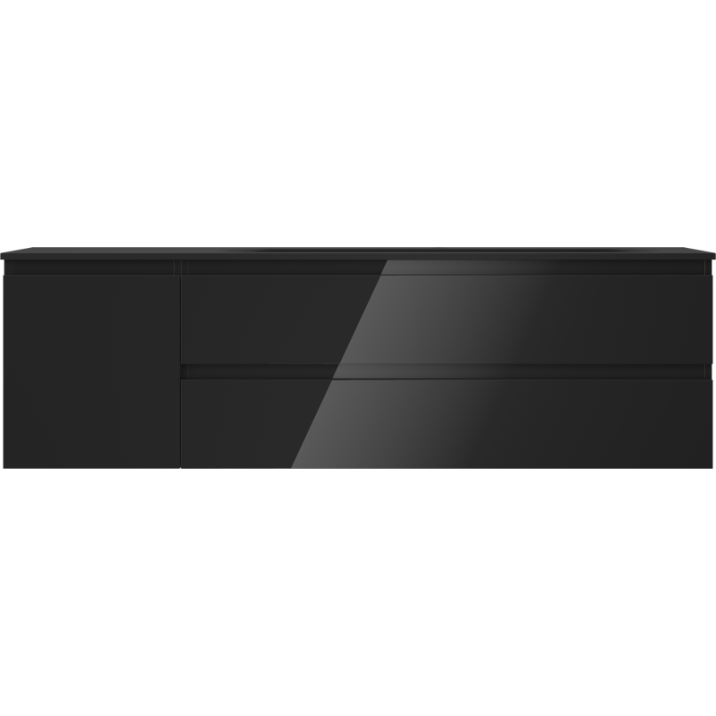 Mexen Orio meuble de salle de bain 160 cm avec lavabo Vela droit, 2S, 1D, noir brillant/noir mat - 91A13-16047-3-BBFFF70-W23P71