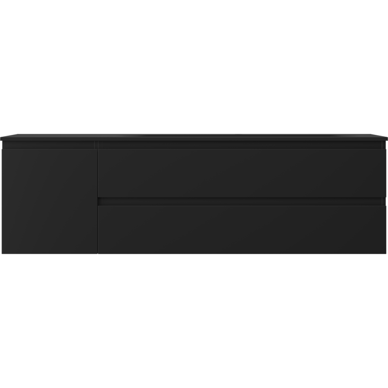 Mexen Orio Badezimmerschrank 160 cm mit Waschbecken Vela rechts, 2S, 1D, Schwarz Matt - 91A13-16047-3-BBFFF71-W23P71