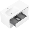 Mexen Rivel armoire de salle de bains 90 cm avec lavabo Vela gauche, 2S, 1D, rainurée, blanc mat - 91A23-09047-3-BBFFF01-W23L01